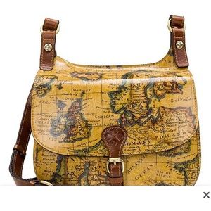NWT Patricia Nash London European Map Print Leather Crossbody Saddle Bag